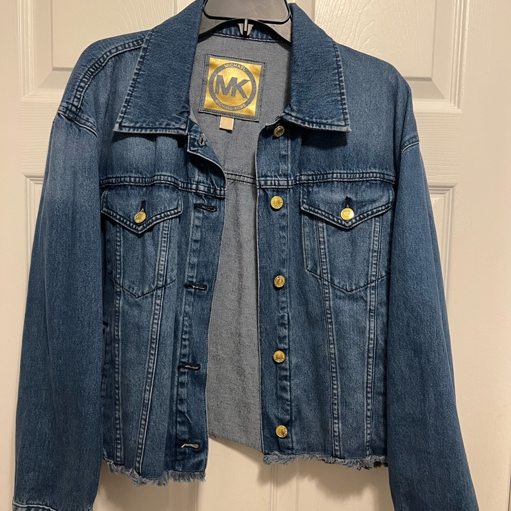 Michael Kors Blue Denim Jean Jacket with Gold Buttons